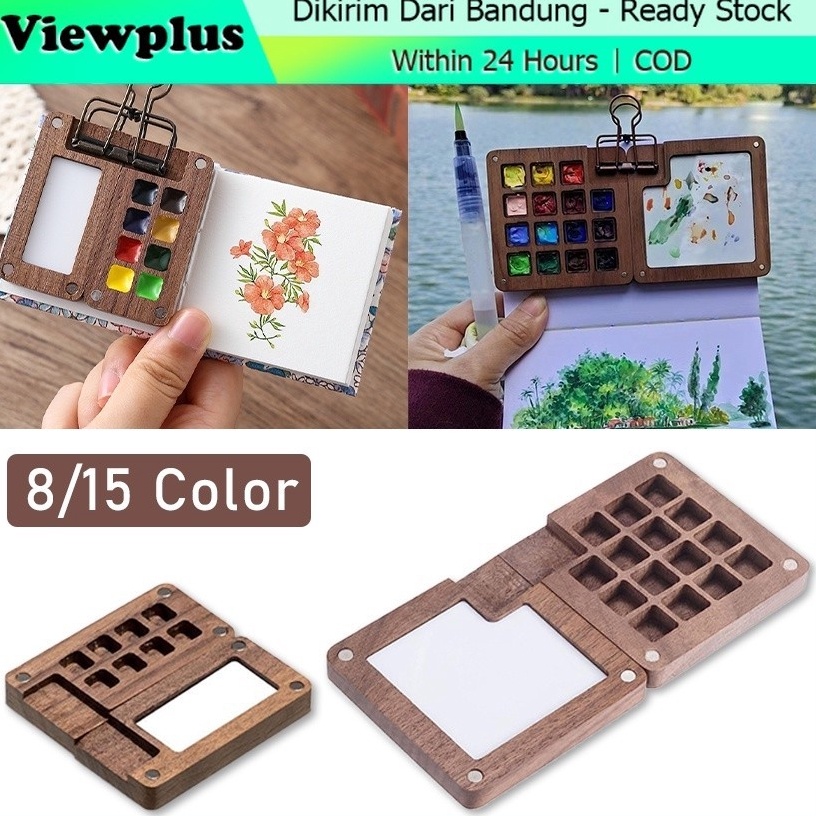 

KODE I5V Mini Palette Wooden Magnetic Color Palette Disk Magnetic Wooden Magnetic Wooden Palette For Watercolor Palette Palete Kayu Mini Watercolor