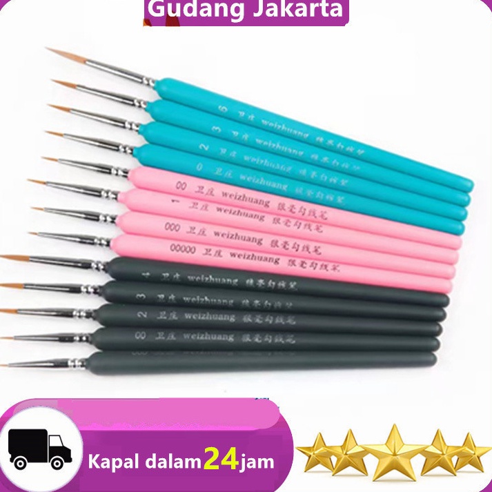 

KODE E1S8 1pcs Kuas Lukis Cat Air Bulu Serigala Profesional Professional PenType Round Watercolour Wolf Hair Bristles Painting Artist Detail Liner Brush Samoyed BRWN 7