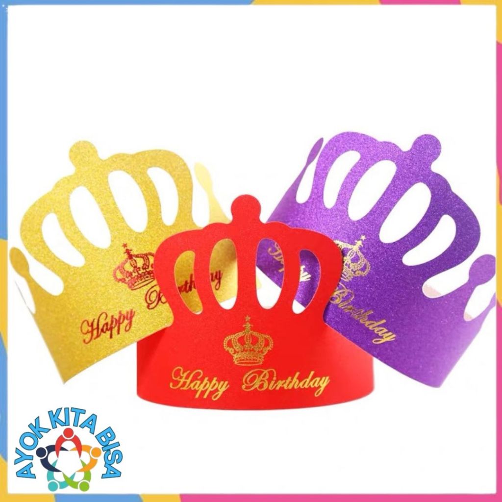 AKB Topi Mahkota Ulang Tahun Anak-anak Karton Emas Dewasa Dekorasi Ulang Tahun Topi Ulang Tahun Hias