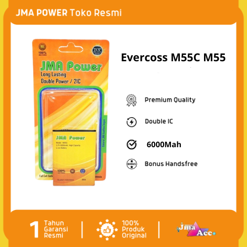 Baterai JMA Power Double Power Original For Evercoss M55C M55 Bonus Handsfree