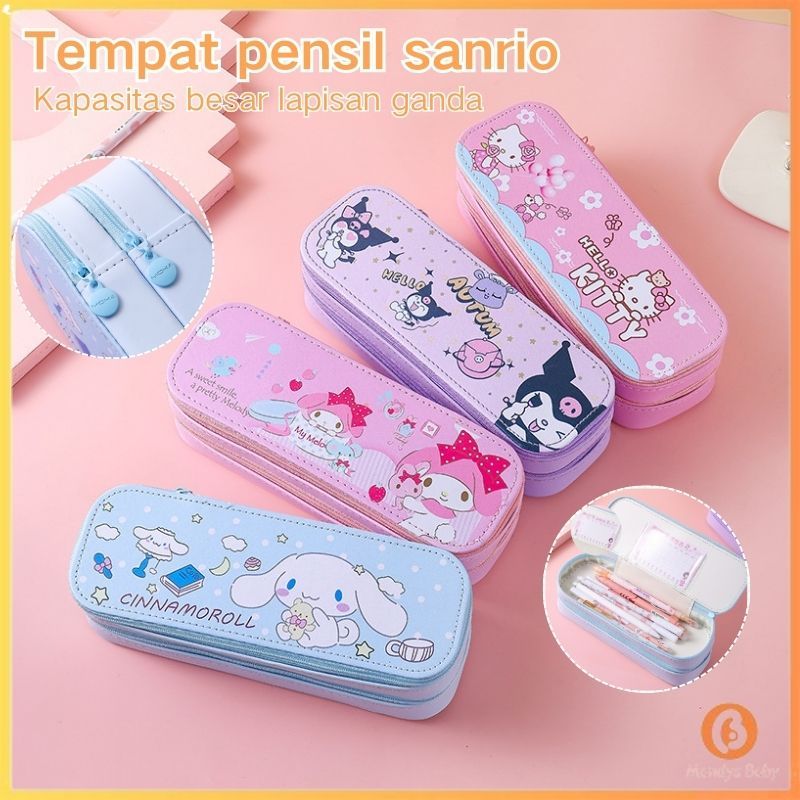 

【Penjual lokal】Kuromi Tas Pensil Kapasitas Besar Dua Lapis Kotak Pensil Karakter Kartun Sanrio Kotak Pensil Lucu Siswa Sekolah Dasar Anak Perempuan