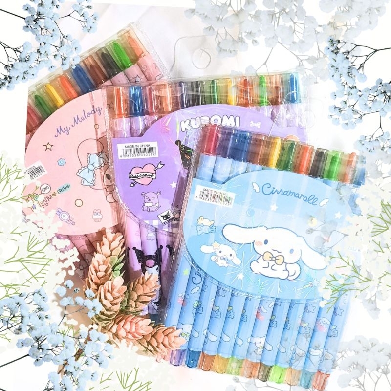 

crayon pewarna putar sanrio n friends perlengkapan sekolah atau kantor