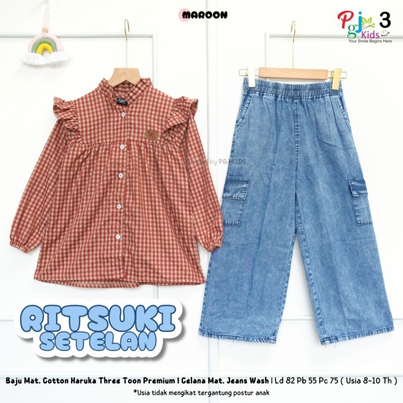 (( JR_KIDS )) RITSUKI SETELAN OUTFIT ANAK BY PGJ // BAJU BLOUSE KOREAN STYLE KATUN HARUKA HALUS // B