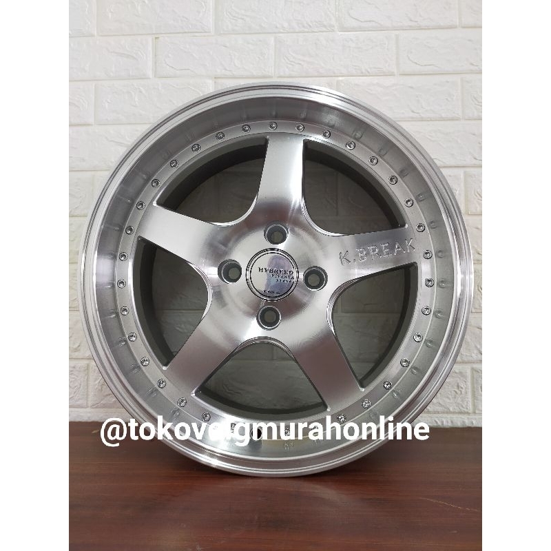 Tvmo Velg Mobil Ring 15 lubang 4 K-break Hybreed Fivesta Hyper Silver Polish R15 hole 4 (981)