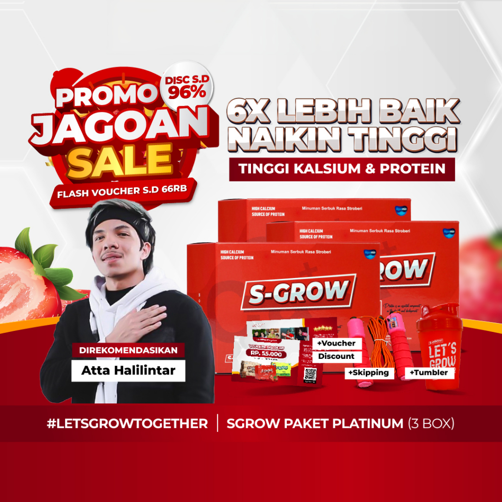 

S GROW - Susu Peninggi Badan Terbaik (3 BOX) FREE SKIPPING +TUMBLER