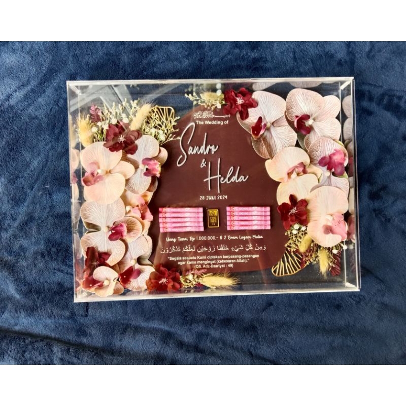 Mahar Box akrilik pernikahan murah tema maroon series free request, mahar murah dan elegant simple u