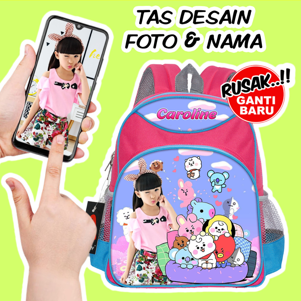 Tas BTS Anak TK Paud Perempuan Sekolah Ransel Karakter BTS Tas Foto Anakku Seri RC 02