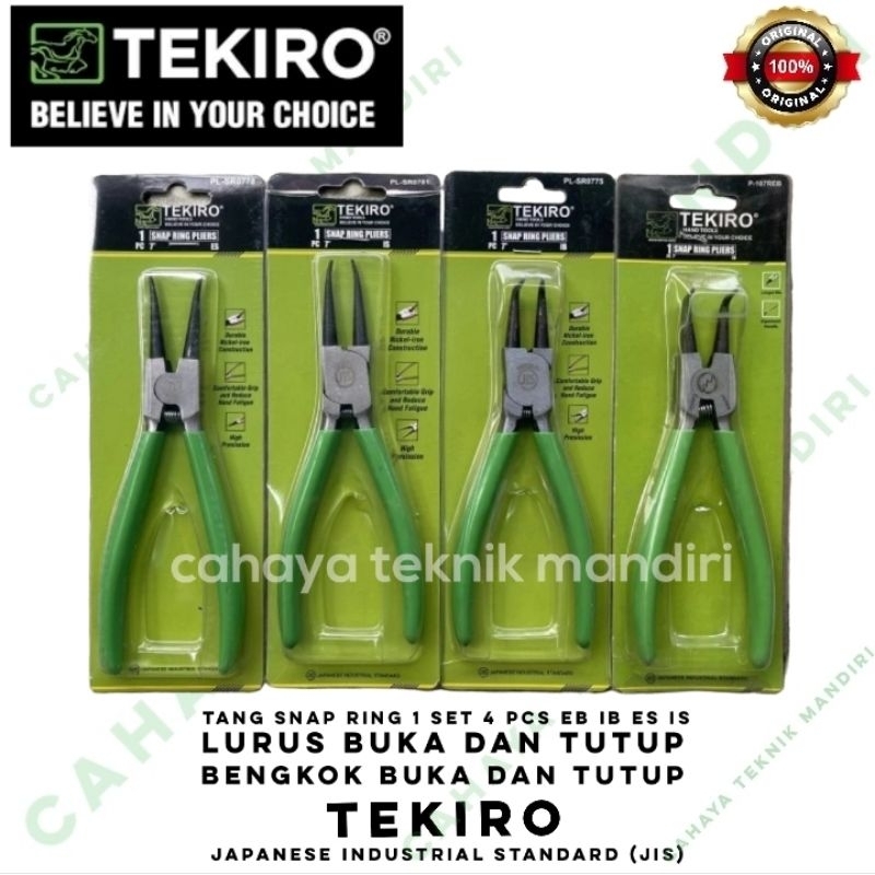 TEKIRO tang snapa ring 1 set 4 pcs  EB IB ES IS tang spi lurus buka dan tutup bengkok buka dan tutup