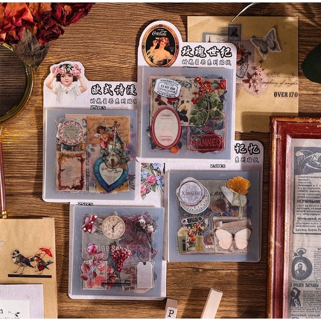 

CEPAT Retro Impression Design Sticker Sets Sticker Bahan PVC aesthetic scarpbook Jurnaling
