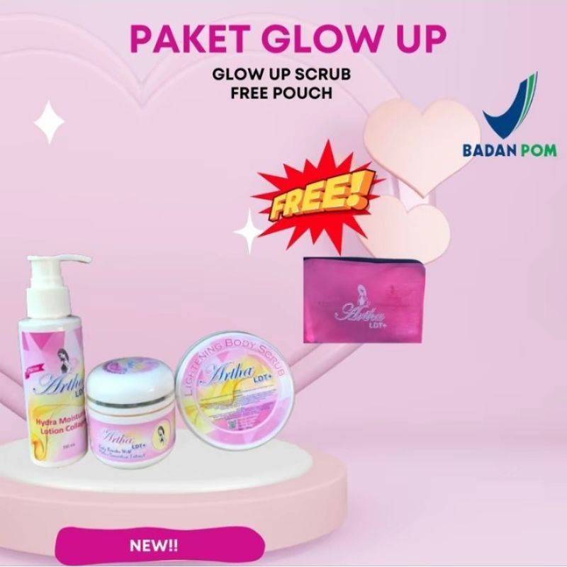 paket glow up arthaldt ( lotion, booster, scrub) original