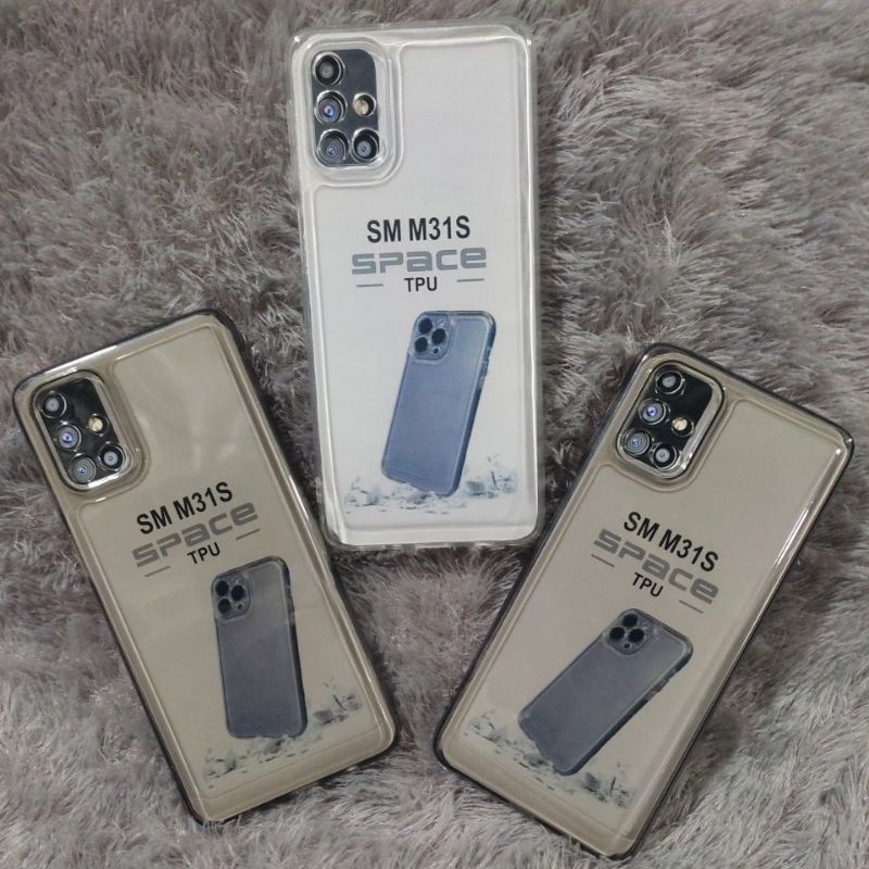 Softcase Casing HP Samsung M31S Silikon Clear Hitam Bening Pelindung Belakang Hp
