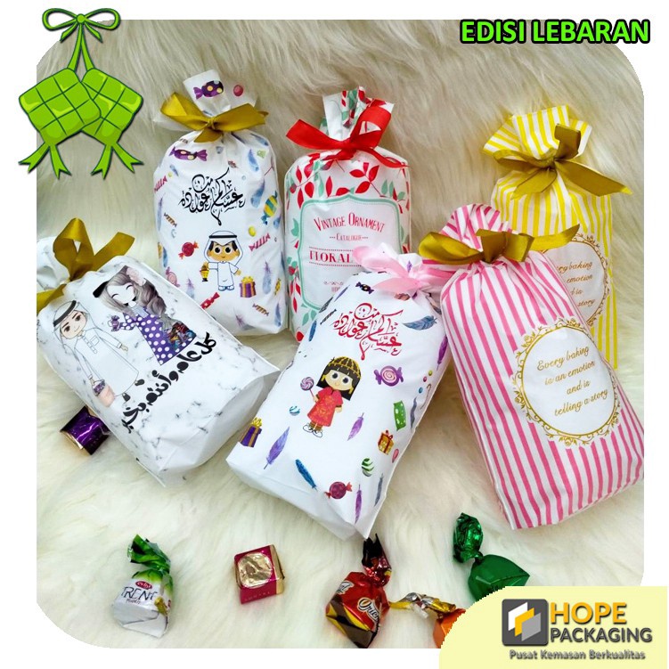 

MANTAP Harga 2 Pcs SPESIAL MURAH Kemasan Plastik Pita Serut Plastik Souvenir CookiesPermen Coklat Kue Kering