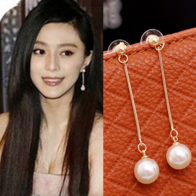 Anting Mutiara Panjang Anting Wanita Korean Style Mutiara Model Panjang