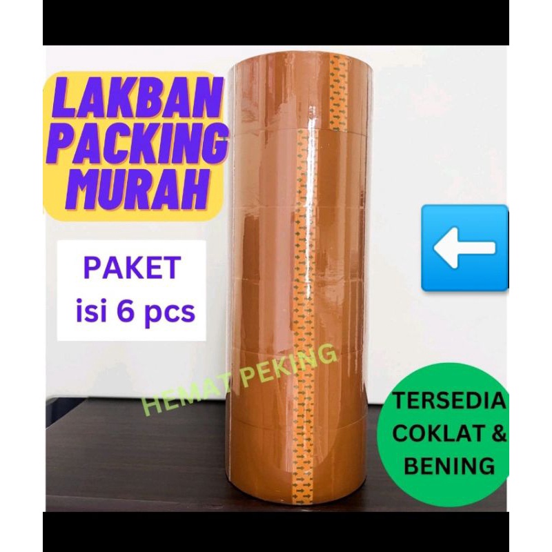 

KILAT Lakban Packing Murah Paket 6 pcs Bening Transparan Coklat