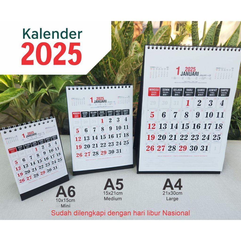 

Kalender Meja 2025, MAS-21, Kalender Meja dilengkapi dengan penanggalan Masehi Hijriyah Jawa China dan Pranotomongso
