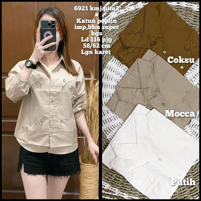 6921 Kemeja Wanita Katun Poplin Import/Kemeja Wanita Kerja Katun Poplin Import/Kemeja Wanita/Blouse/