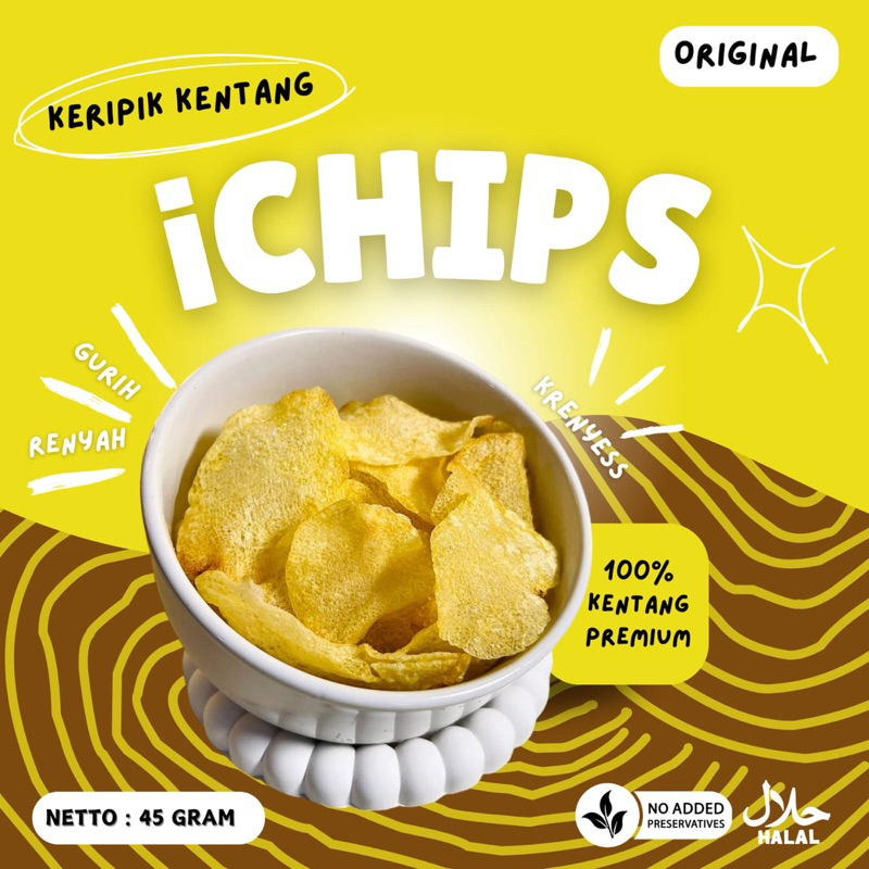 

iCHIPS Keripik Kentang Original| Keripik kentang asin gurih | Kentang dieng | Kentang premium