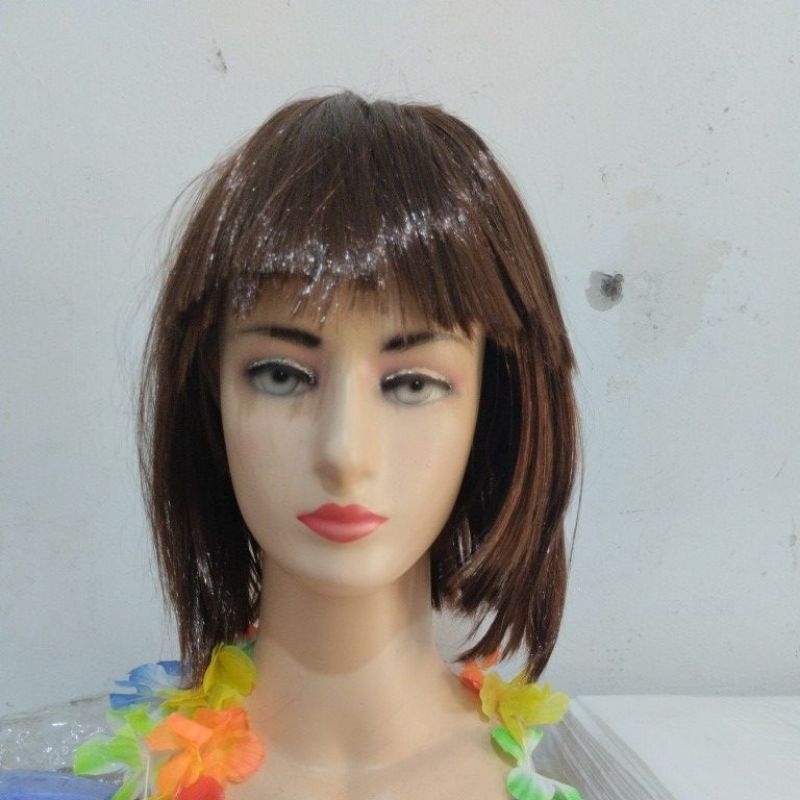 rambut palsu Wig bob warna warni dewasa hair extention wig aksesoris