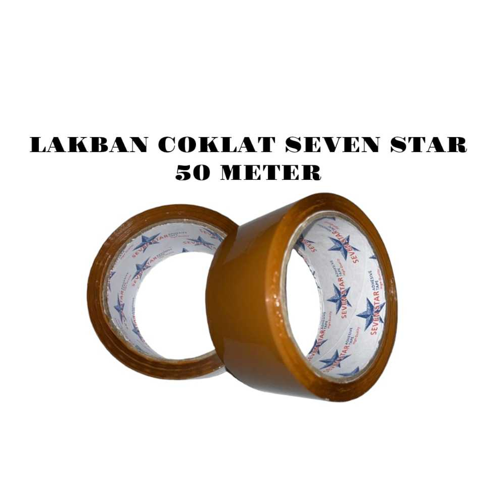 

Lakban Isolasi Coklat Ukuran Real 50 Meter Lebar 4.8 cm MerK Seven Star