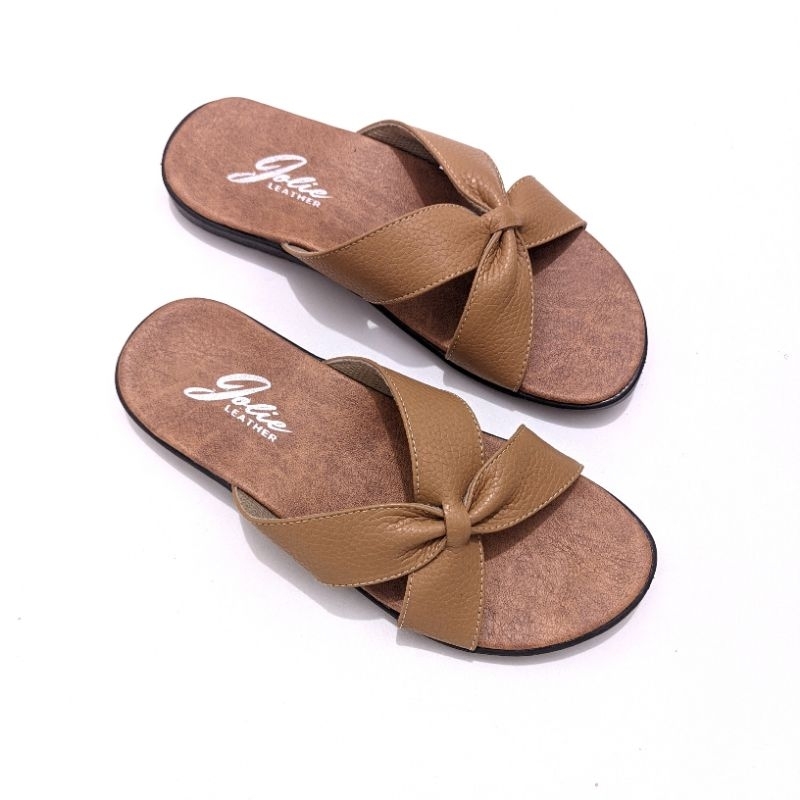 𝐉𝐎𝐋𝐈𝐄 - Sandal Wanita Kulit Asli Sandal Teplek Kulit