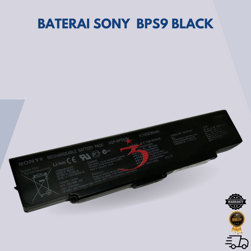 Baterai Sony Vaio VGP-BPS9, VGP-BPS9/S, BPS9A, VGP-BPL9 Black Original