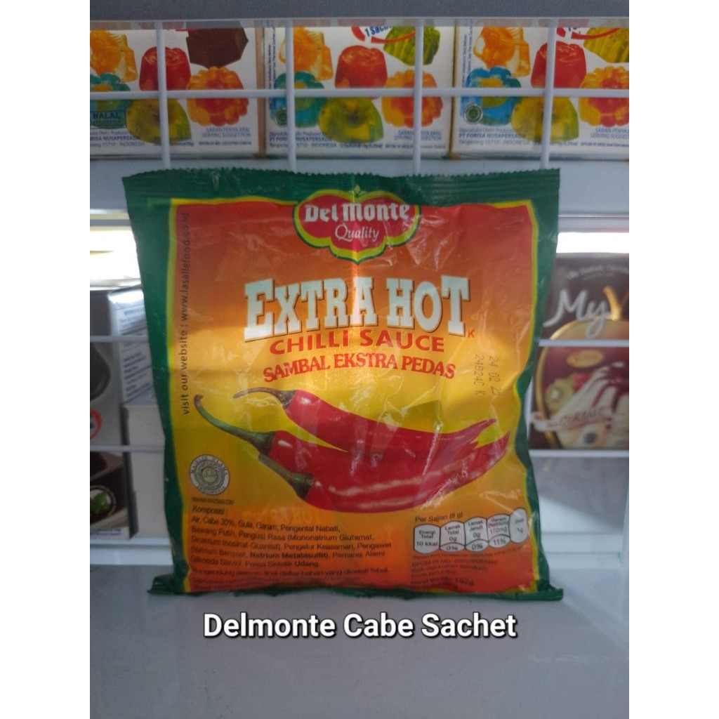 

delmonte del monte saus cabe sachet chilli sauce extra hot pedas 24x8g