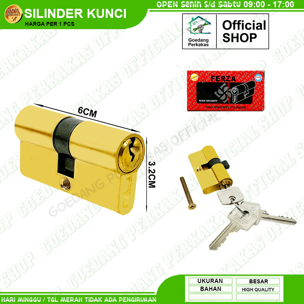 Silinder Bodi Kunci Pintu Besar Kuningan Ferza / Cylinder Anak Kunci Pintu