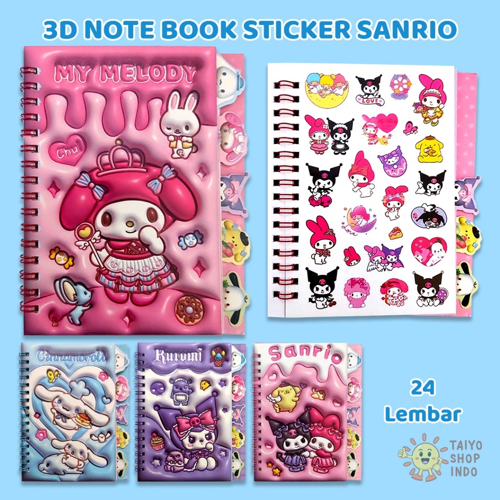 

TAIYO 3D Note Book Sticker Sanrio Buku Catatan Stiker Tempel Karakter Kartun Anak