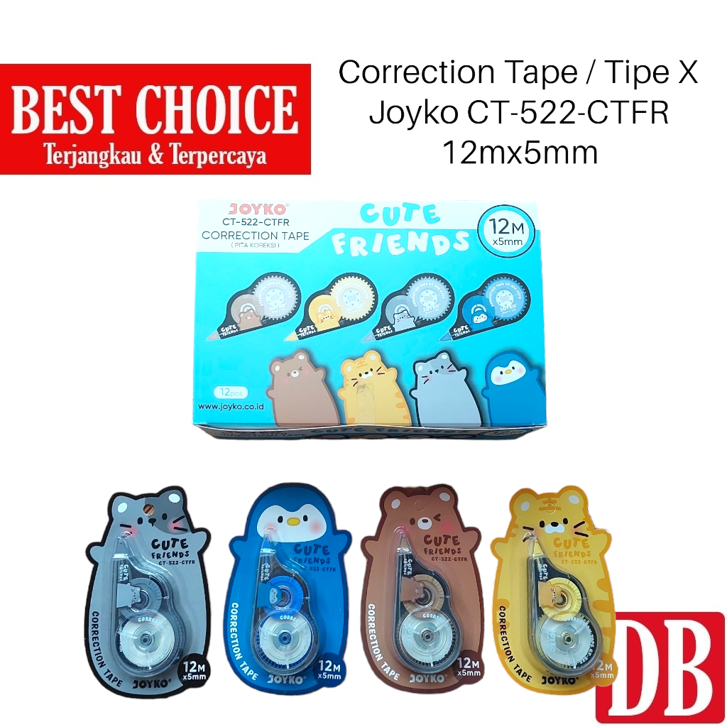 

Correction Tape / Tipe X Roll / Tipex Kertas / Tip-Ex Joyko Lucu CT-522-CTFR 12M x 5mm