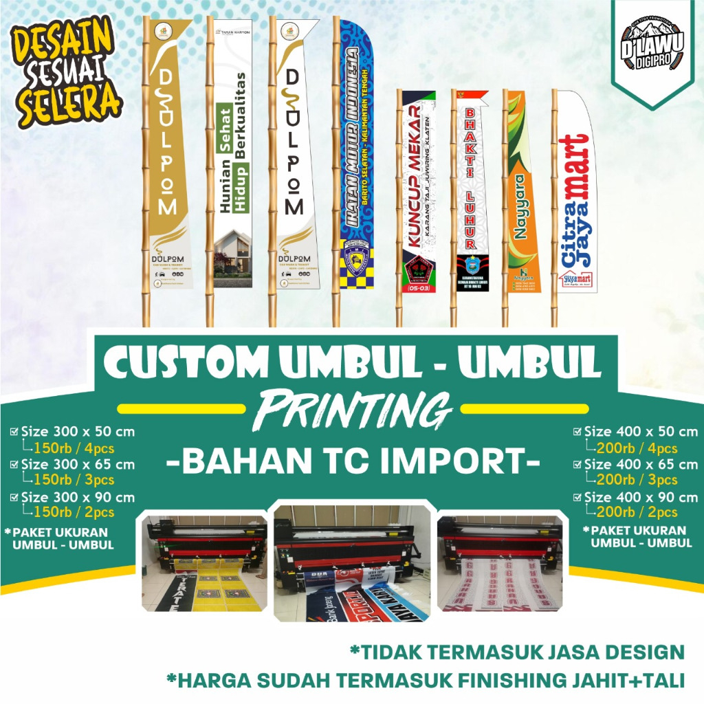 UMBUL-UMBUL CUSTOM // UMBUL-UMBUL FULL PRINTING (BUKAN SABLON) // CETAK UMBUL-UMBUL MURAH