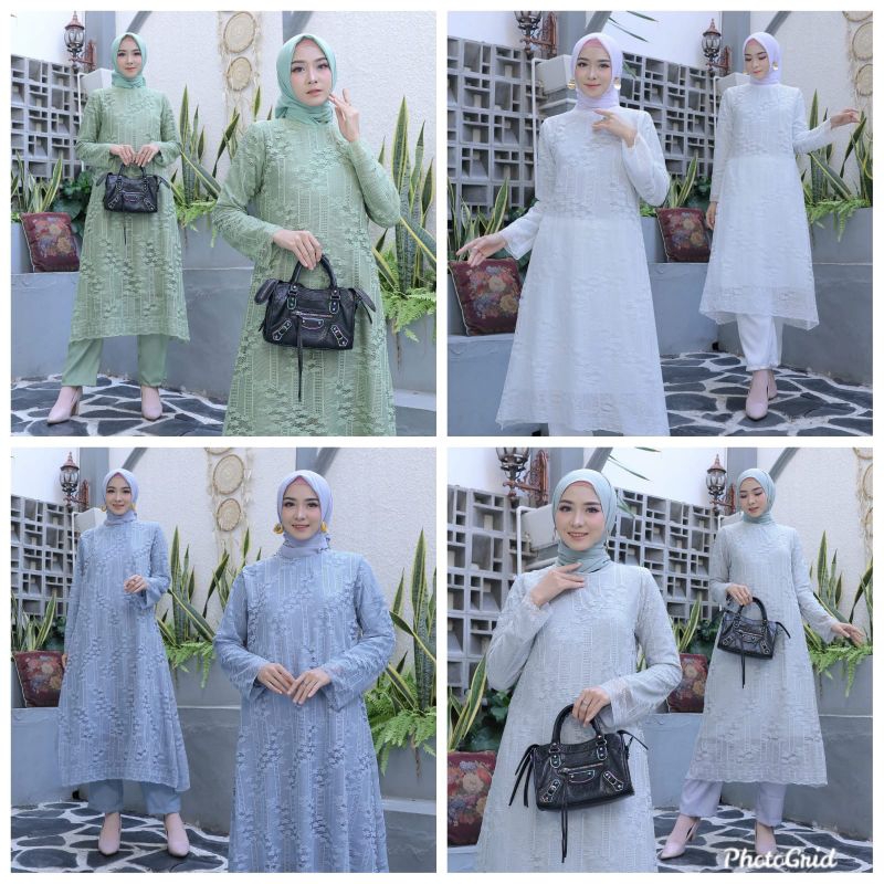 STELAN KEBAYA BRUKAT CELANA ONE SET TUNIK KEBAYA TILE CELANA PESTA UNDANGAN PERNIKAHAN KF