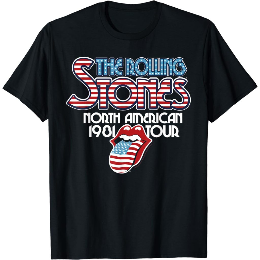 Baju Dewasa Rolling Stones Official NA Tour 1981 T-Shirt Fashion Pakaian Atasan Kaos Laki Pria Wanit