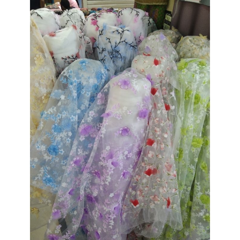 KAIN ORGANZA 3 D /TILE 3D WARNA WARNI