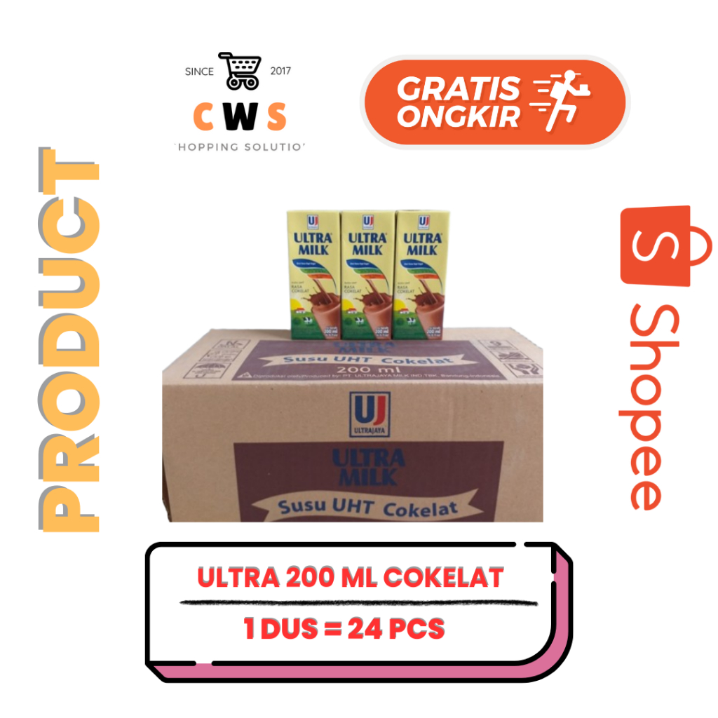 

ULTRA MILK UHT 200 ml Susu Mini Coklat Stroberi Full Cream - 1 Dus / 24 Pcs