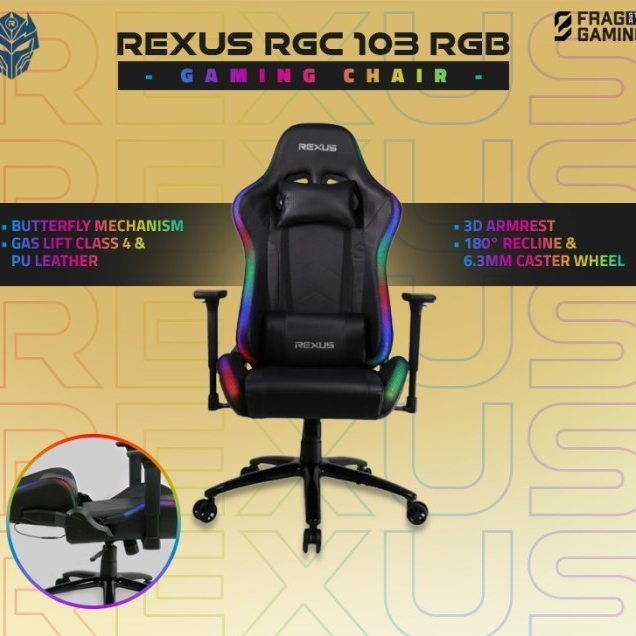Rexus Gaming Chair / Kursi Gaming RGC 103 V2 RGB LED NEW EDITION
