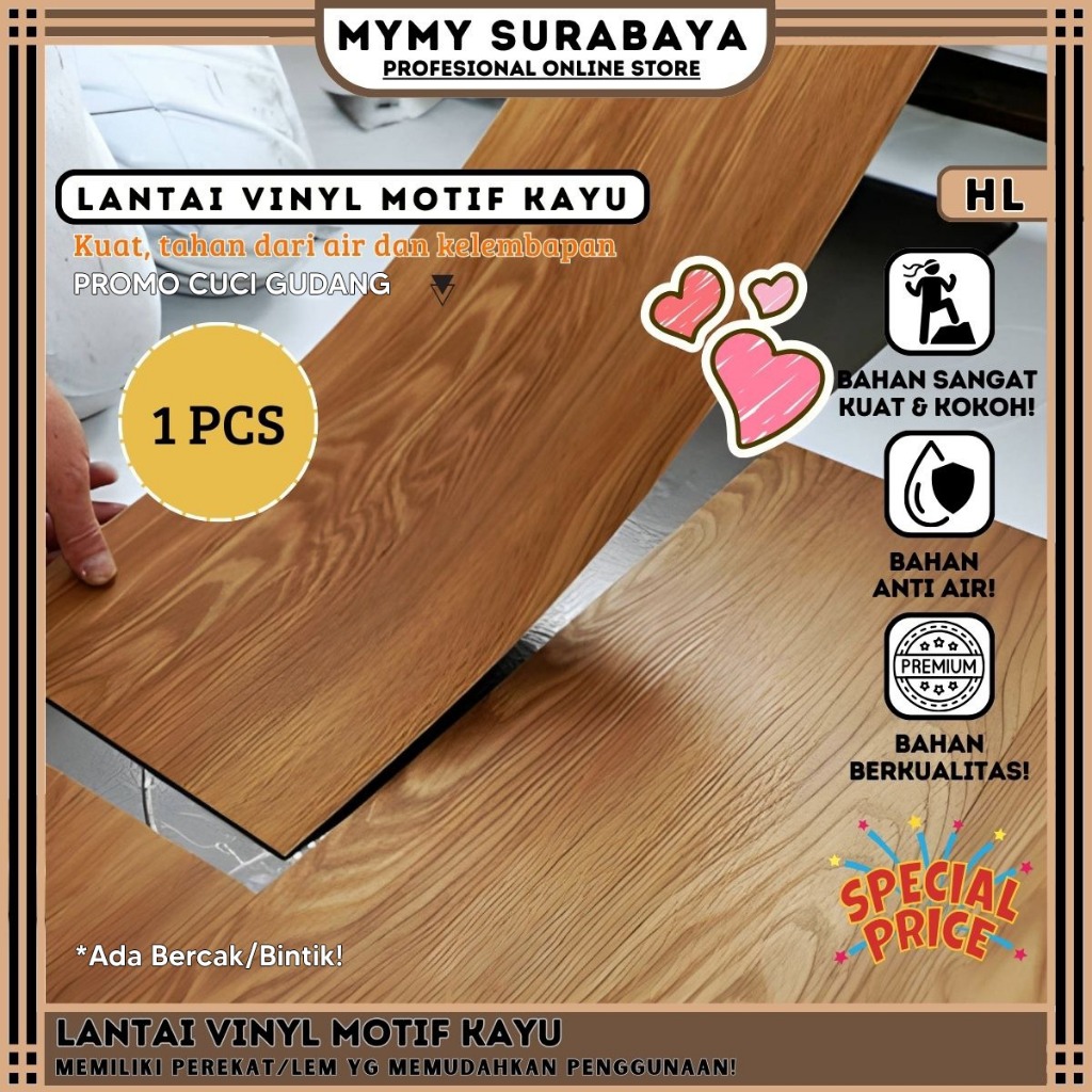 MYMY.SURABAYA PROMO CUCI GUDANG Stiker Lantai Vinyl Stiker Lantai Motif Kayu Vinyl Lantai Premium 91