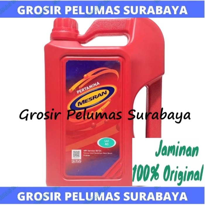 ORIGINAL Pertamina Mesran 40 sae 40 galon 4liter Oli mesin bensin ASLI Mesran sae 40 4 Liter