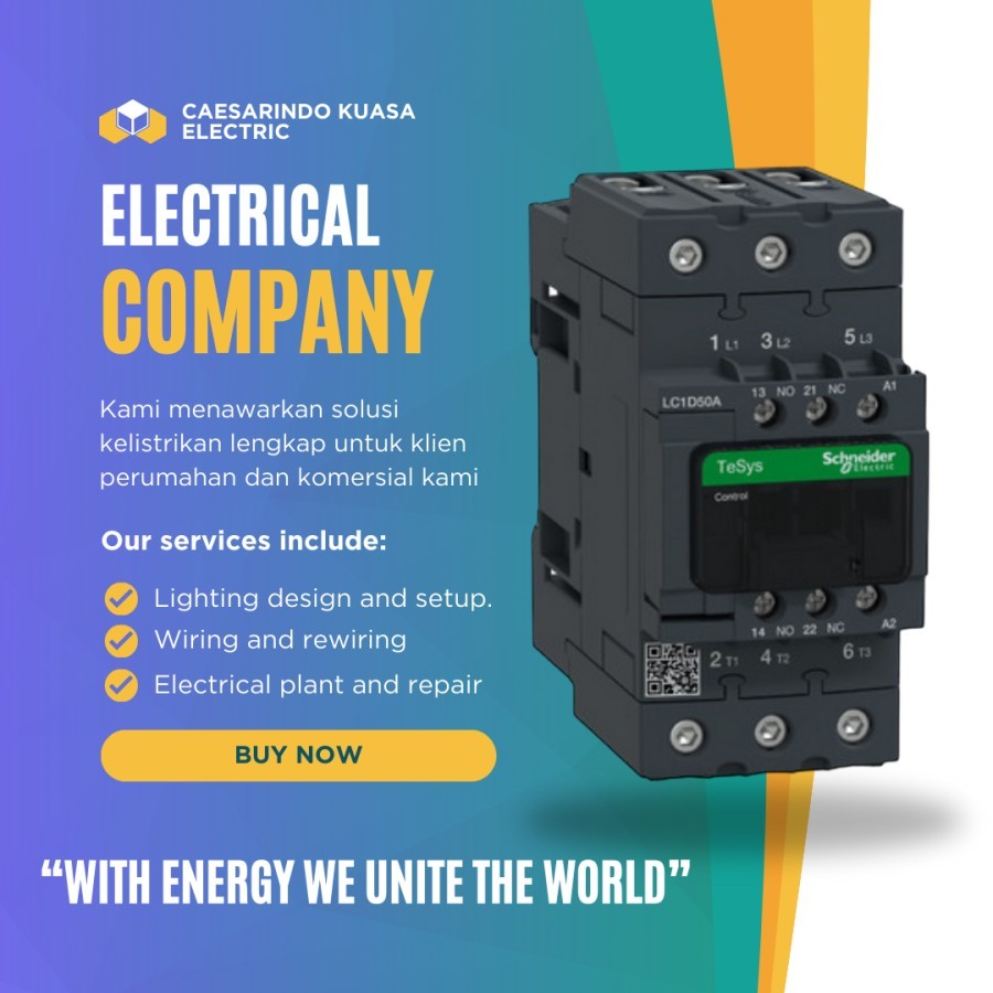 KONTAKTOR SCHNEIDER LC1D50AM7 50A 3P 50AMPER 3PAS 50AMPERE 3PHASE 3P 3POLE LC1D50 LC1D50A SNEIDER LI