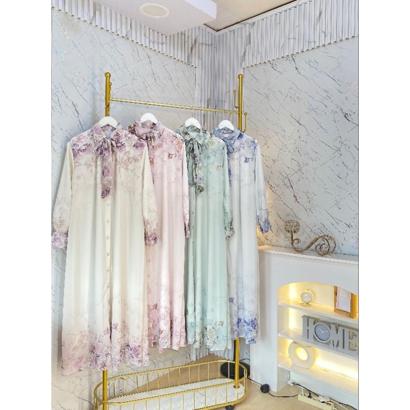 Pastelo KALAYA SERIES Gamis Ceruty Printing Belt + Hijab By Juragan Gamis