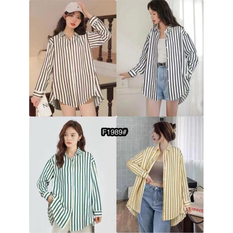 Kemeja Tunik Wanita Model Salur Bahan Katun Premium