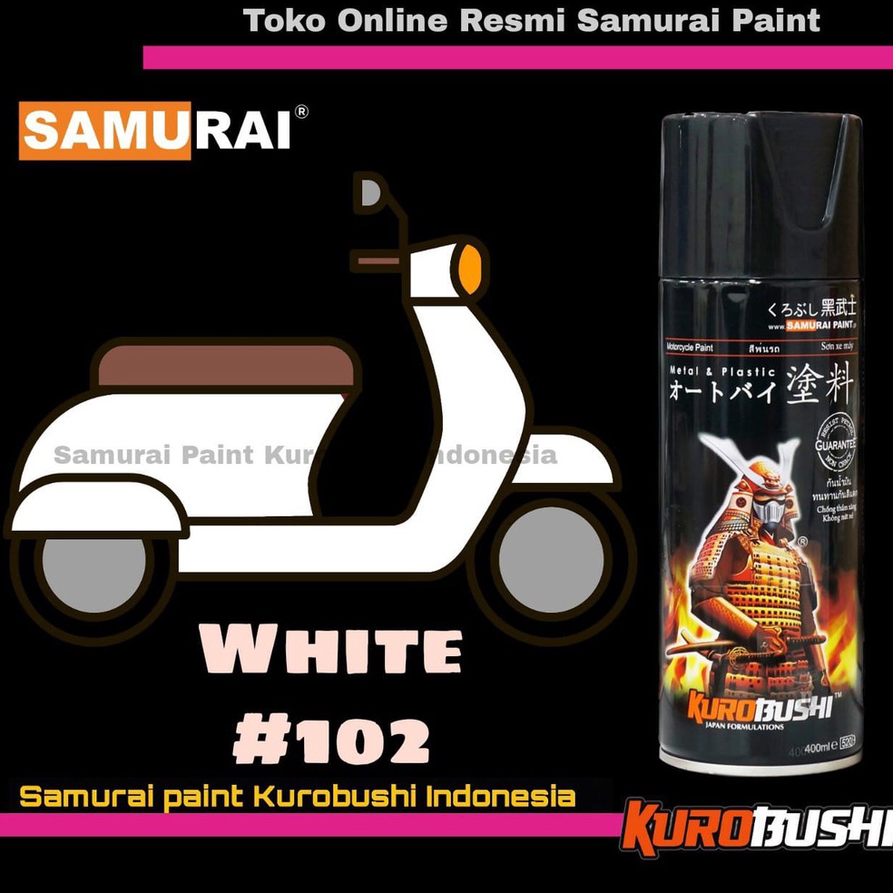 

KODE V6L9 Samurai Paint WHITE 12 Warna Dasar Standar Putih Polos Cat Semprot Aerosol Samurai