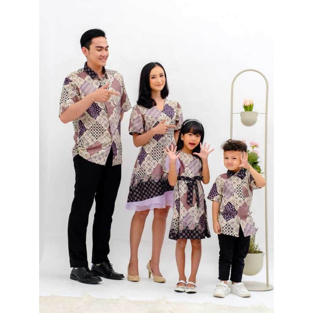 Sweet Joey - Baju Batik Seragam Keluarga Ungu Sarimbit Undangan
