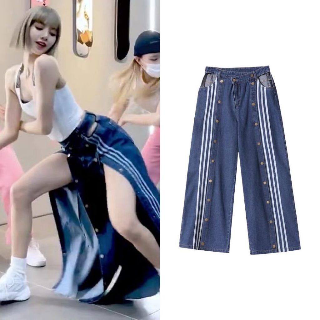 ETHEL COUTURE - Lisa Stripe Jeans / Celana Panjang Denim Stripe Blackpink Lisa Korea