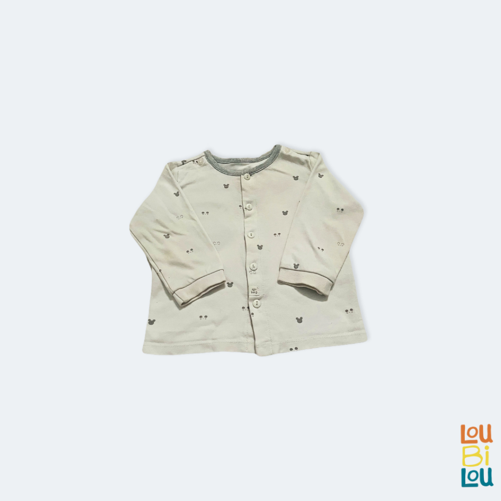 Preloved | Baju Atasan Lengan Panjang Anak Bayi 3-6M - Mice - Putih - Agabang