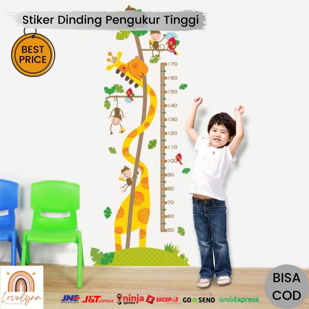 Stiker Dinding Alat Pengukur Tinggi Badan Anak