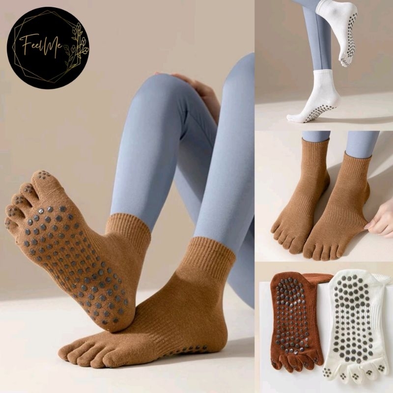 FeelMe KK-110 one color kaos kaki yoga 5 jari anti slip sock pilates poundfit senam