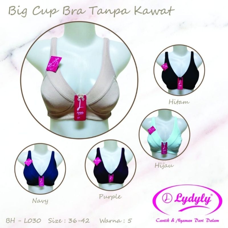 LIDILY Bra BH 030 Cup C Big Cup Tanpa Busa Tanpa Kawat Cup Besar Polos Uk. 36 - 46