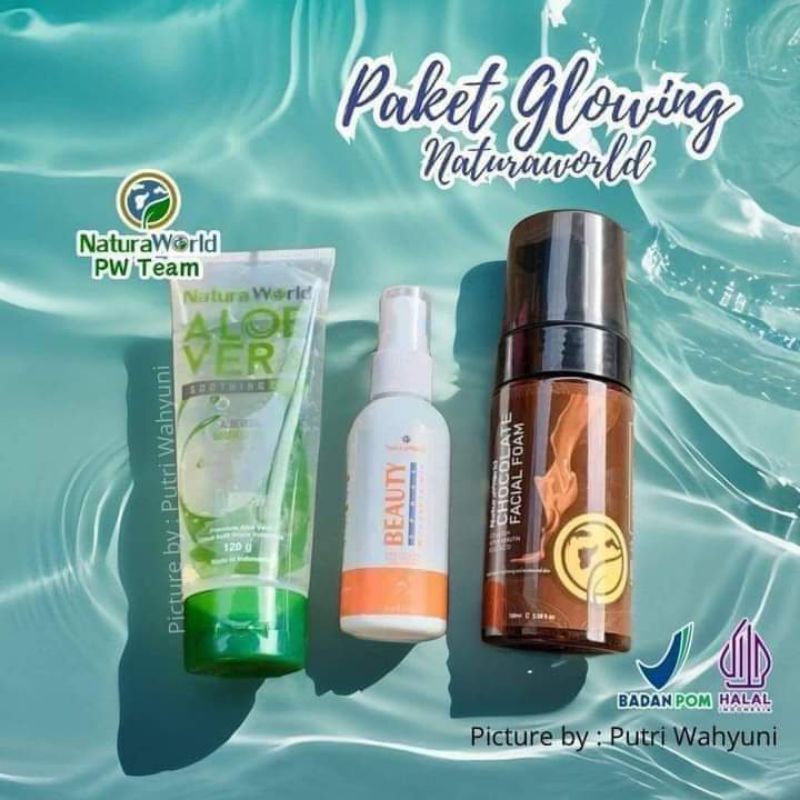 PAKET ALOEVERA,NATURA BEAUTY SPRAY & FACIAL FOAM NATURA WORLD ORIGINAL
