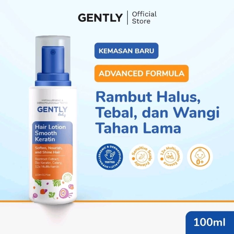 GENTLY Hair Lotion Smooth Keratin 100ml - Lotion Spray Penumbuh Rambut Anak Balita Bayi