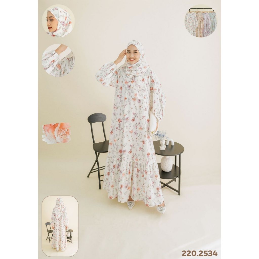 gamis ruby satu set dengan kerudung